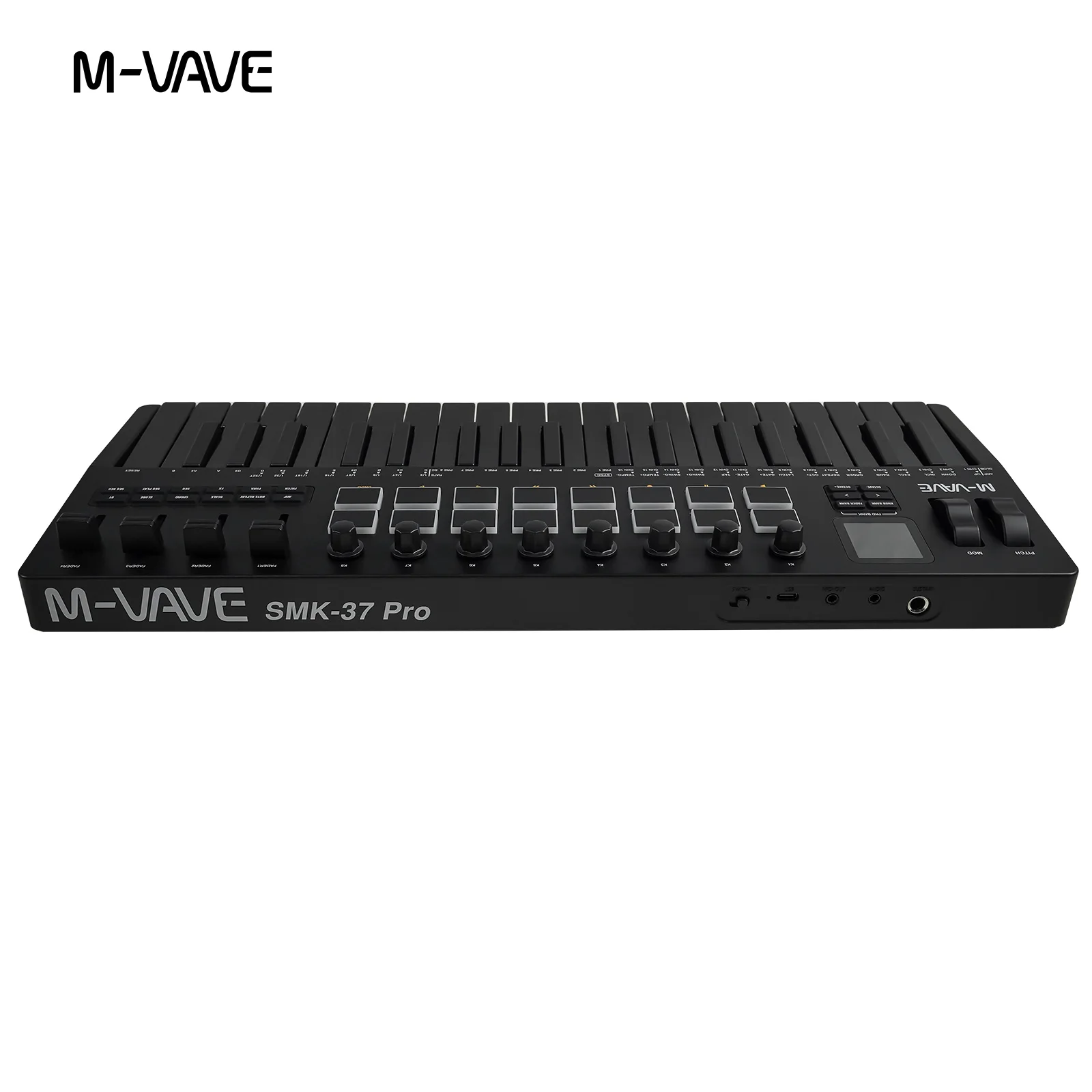 M-VAVE SMK-37 USB MIDI 컨트롤러 37키, 16개의 RGB 패드 및 8개의 노브 포함, 소프트웨어 작동 지원, Windows, Mac, iOS, Android 호환