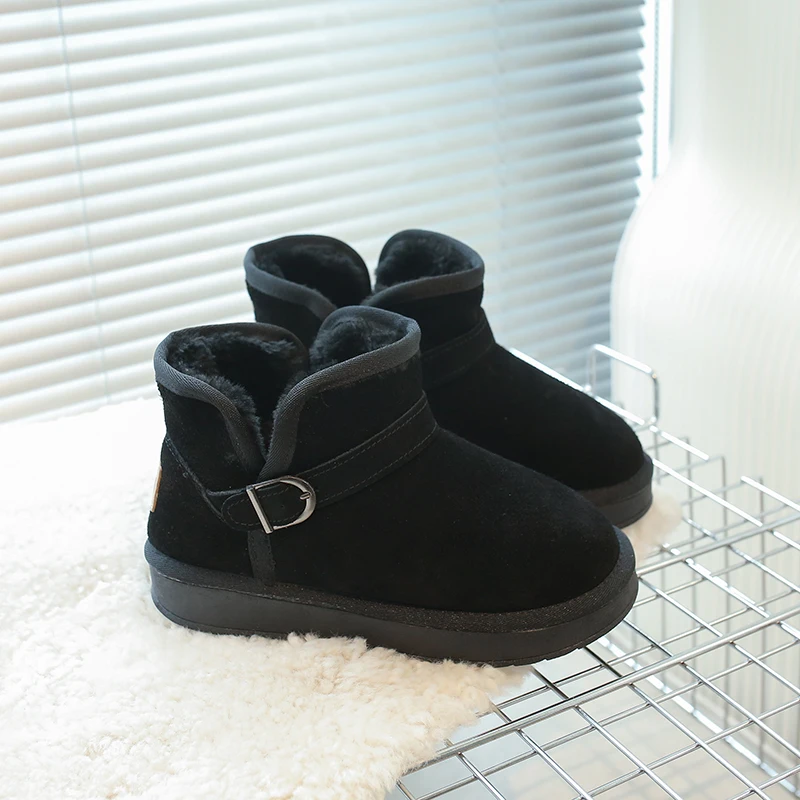 الأطفال أحذية الثلوج الشتاء لطيف دافئ موضة المضادة للانزلاق أحذية أطفال بنين بنات الترفيه سميكة الفراء منصة شقة قصيرة التمهيد أحذية رياضية #5