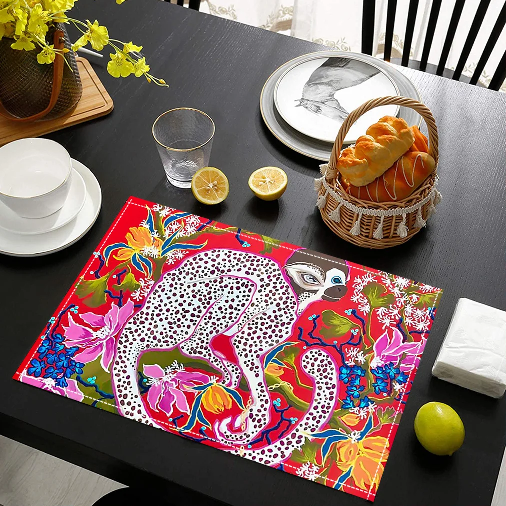 2pc SingleSided Printing(Placemat) Xinch Cavalier Poodle Christmas Party Dining Mat Kitchen Home Decoration Dining Table Mats Fo
