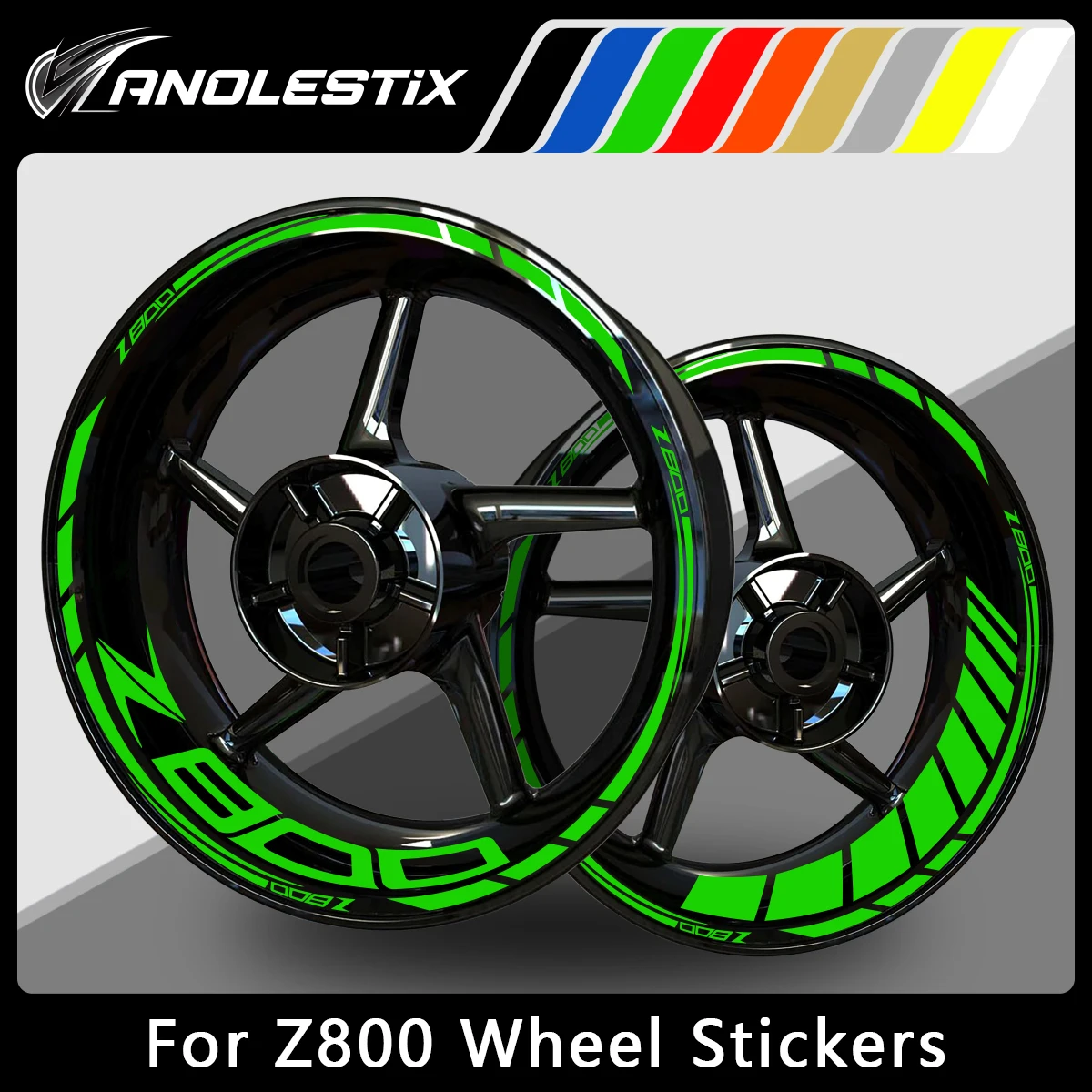 AnoleStix Reflective Motorcycle Wheel Sticker Hub Decal Rim Stripe Tape For Kawasaki Z800 2024 2023 2022 2021 2020 2019 2018