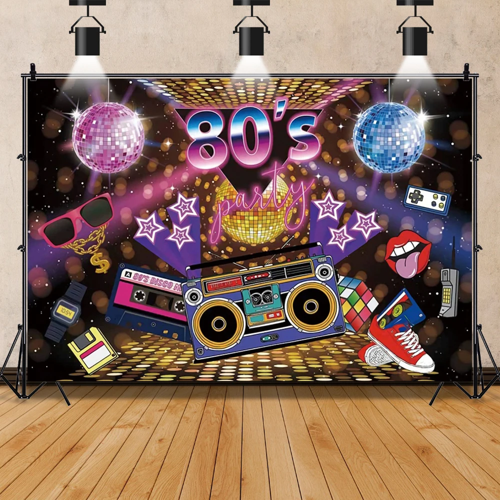 

Graffiti Background Photography Welcome To 80's Disco Music Party Cartoon Pattern Portrait Photo Backdrop Photocall Photo Studio