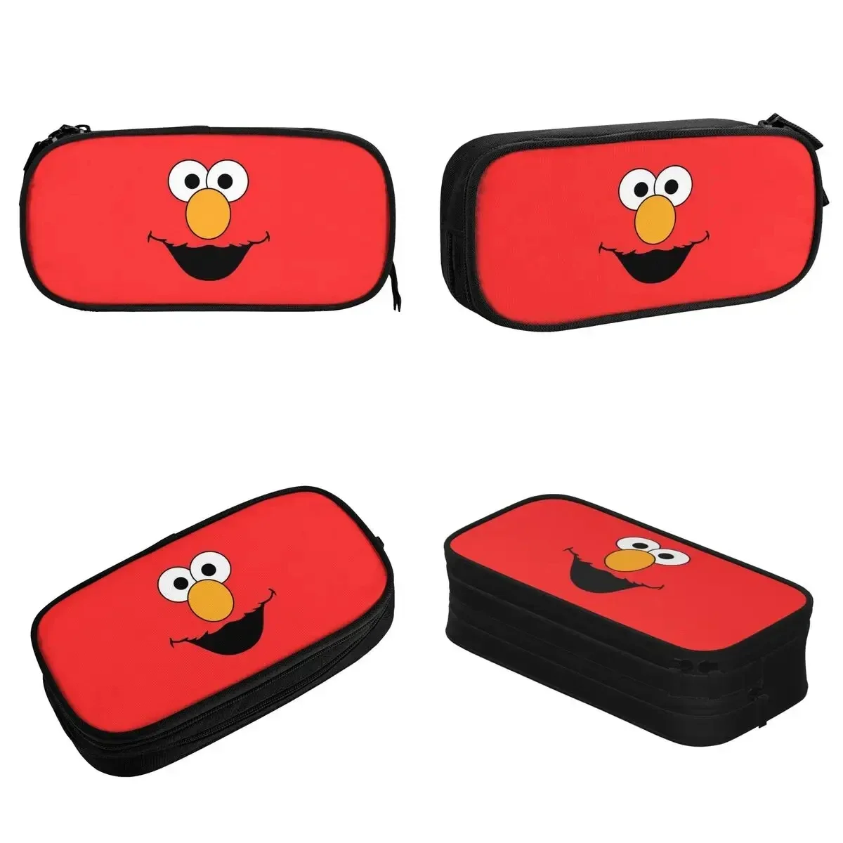 Cartoon Elmo Anime Pencil Cases Fun Sesame Street Pen Holder Bags for Student Large Storage School Supplies Zipper Pencilcases