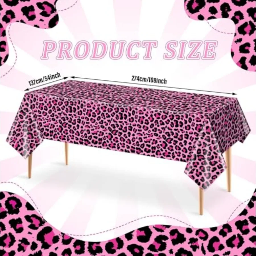 3 шт., розовая леопардовая скатерть для вечеринки, скатерть с гепардом на день рождения, большая прямоугольная скатерть для дня рождения, настольная бухта для девочки