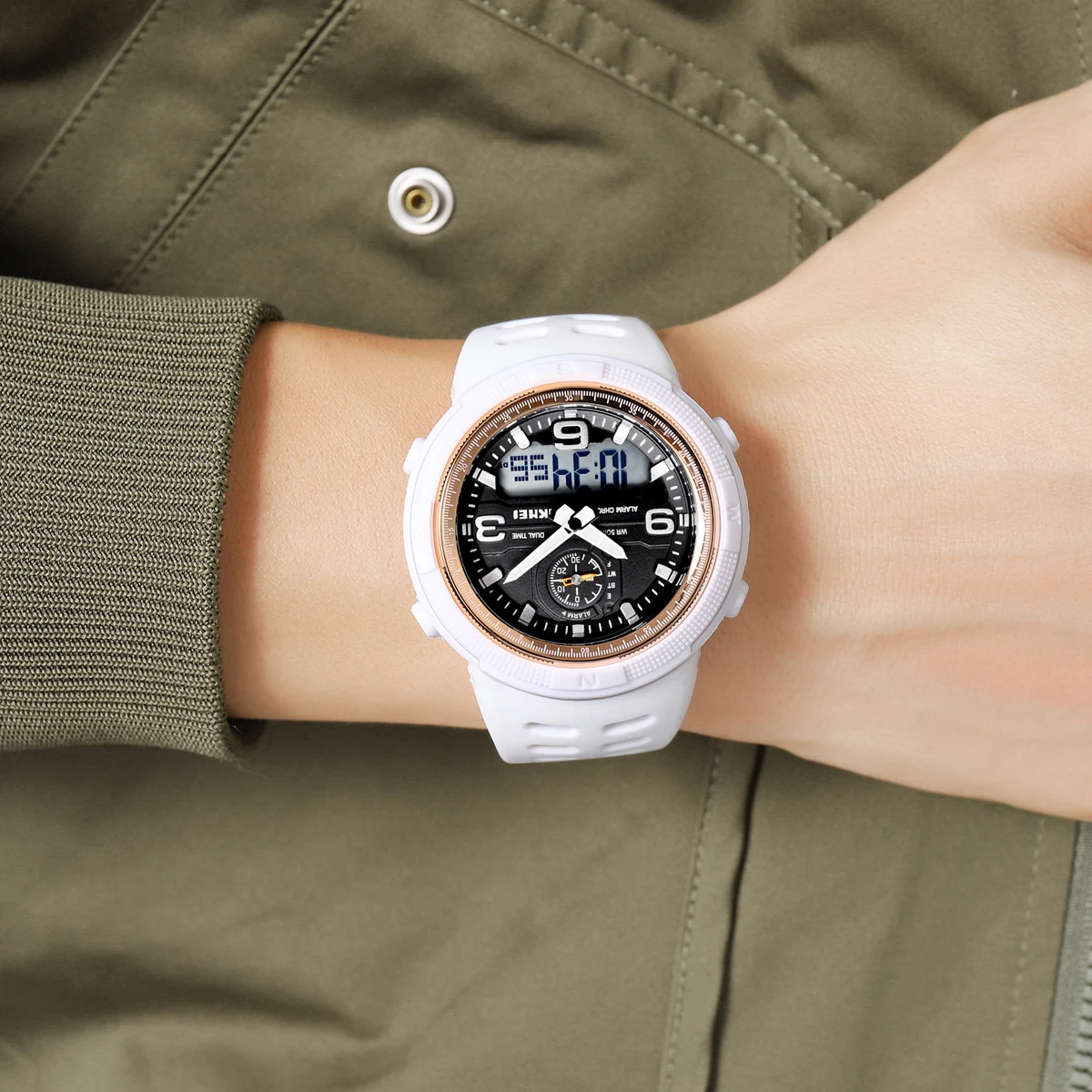 SKMEI Fashion Japan Digital Movement 3 Time Stopwatch Sports Wristwatch Male LED Light Watches Mens 5Bar Waterproof Alarm Clock