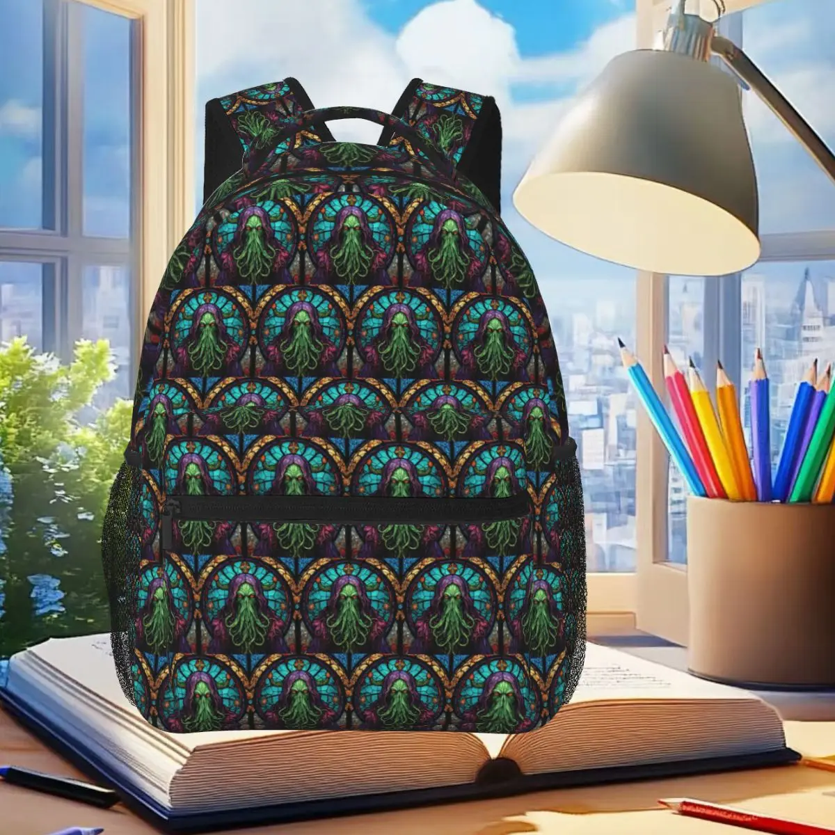 Cthulhu Stained Glass Tentacles Backpack Student Boys Girls BookBag Kids School Bag Computer Shoulder Bags for Men Women