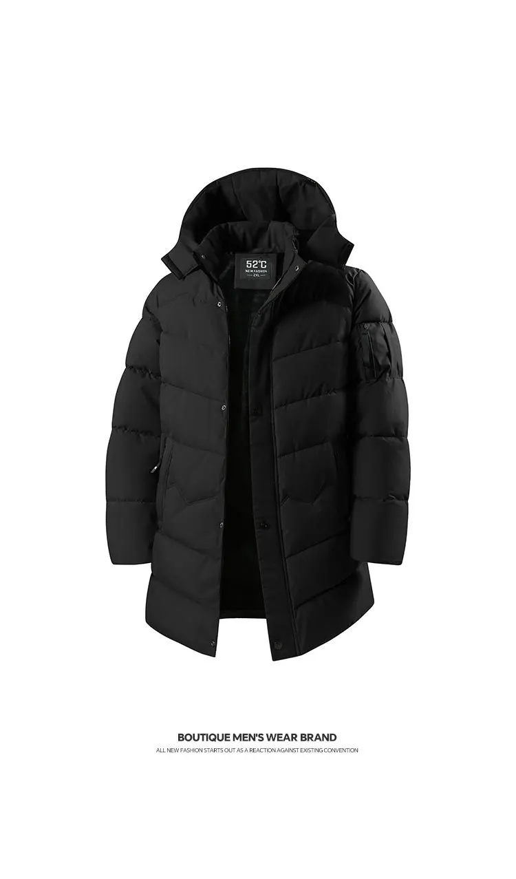 Winter 2026 New Fashion Men Solid Color Long Sleeve Zipper Casual Trendy Simple Daily Basic Hooded Parkas Male Top Clothing Coat