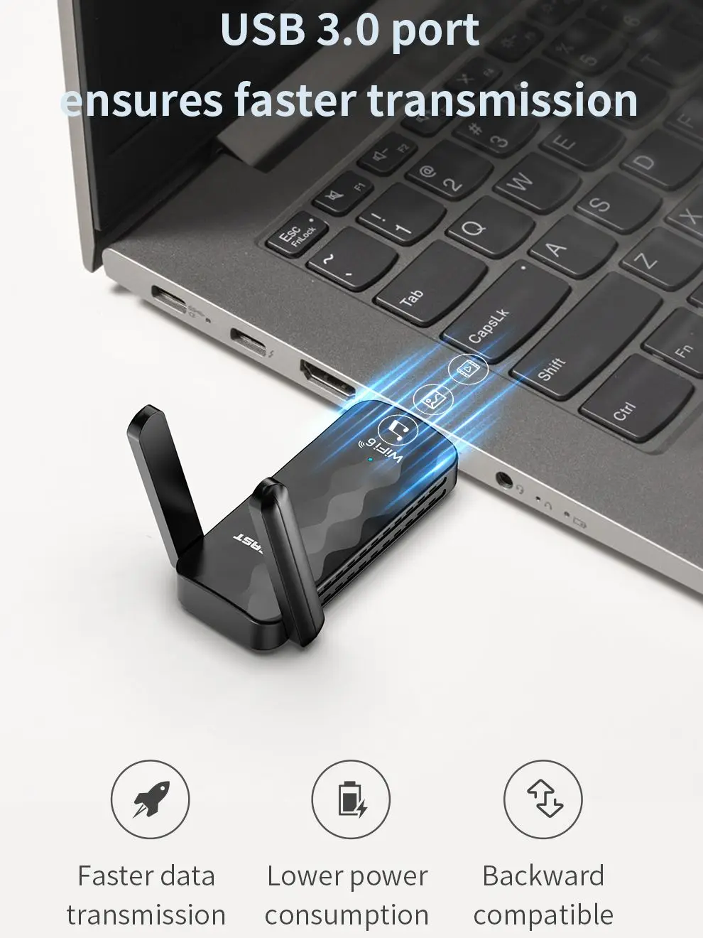 Comfast อะแดปเตอร์ USB WiFi6 AX1800ไร้สาย WIFI dongle การ์ดเครือข่าย1800Mbps 2.4G/5GHz USB อะแดปเตอร์รับไดรฟ์ฟรีสำหรับ Win10/11