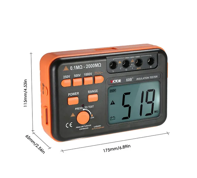 VICTOR Ohm Meters VC60B+ VC60D+ VC60E+ 10000V/2500V/5000V Digital Insulation Resistance Tester Digital Megohmmeter