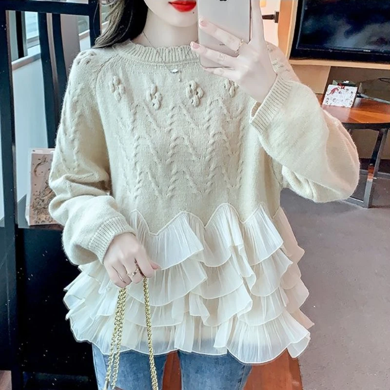 Ladies New Fashion Stringy Selvedge Pullover Sweater Women Clothing Girls Autumn Casual Knitwear Female Woman OL Sweaters B1171