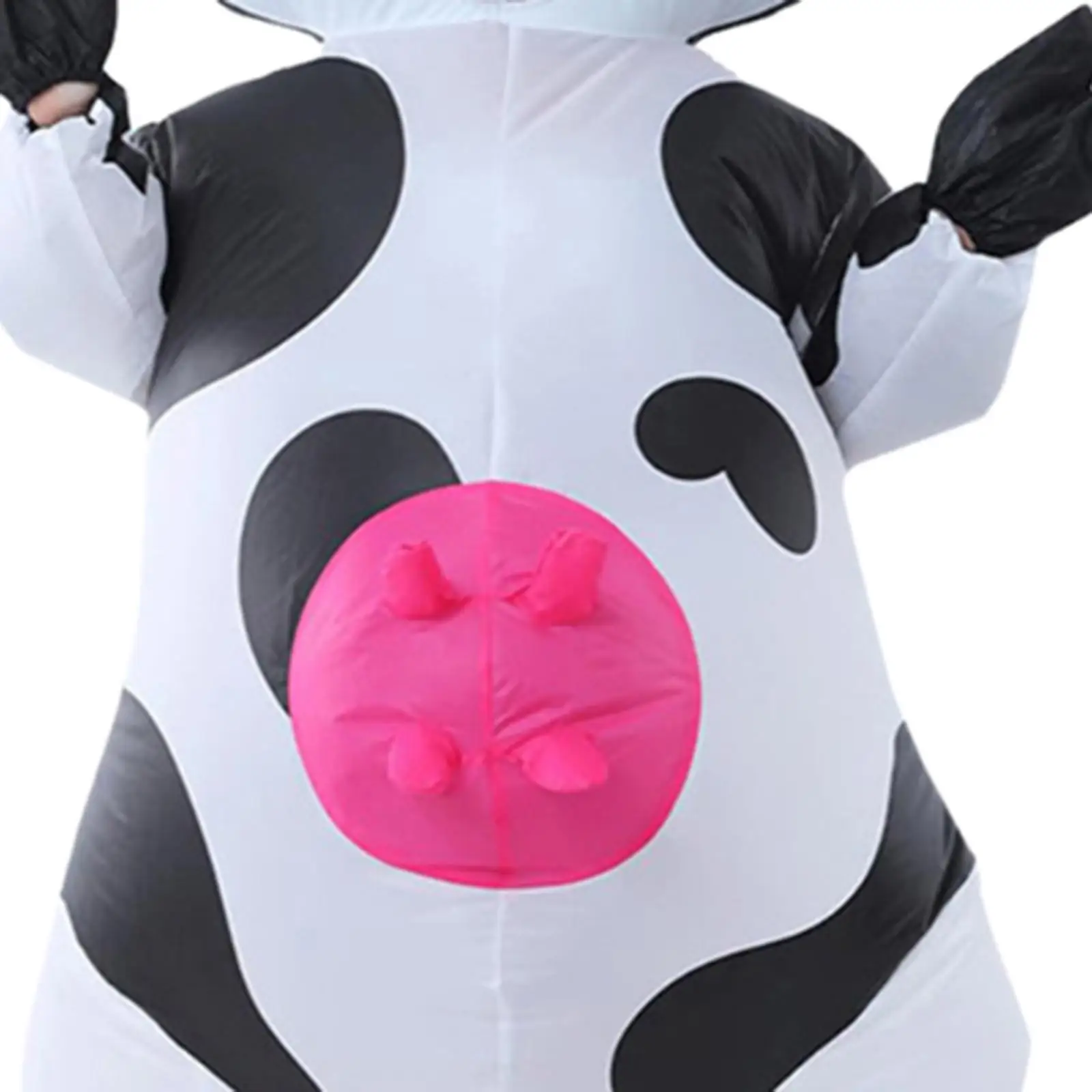 کے لیے Inflatable Cow Costume Cosplay Farm Animal Costume for Parade Stage Performance Funny Cow Jumpsuit for Halloween Christmas