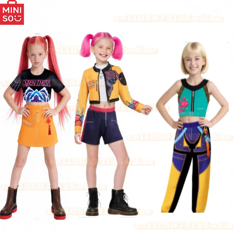 

MINISO KPop Kids cosplay 2025 Halloween 3D Printed Demon Hunters Dress Mira Rumi Zoey cosplay for Girls