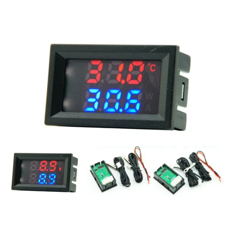 Medidor temperatura display digital termômetro 4-28v temperatura sonda detector medidor tensão usado para