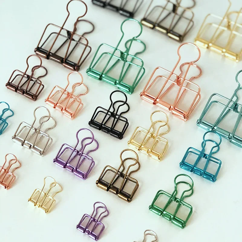 2-10 szt. spinaczy do papieru Sliver Rose Gold Binder Clips Page Holder Office Study Binder Clips Photo Clamp Office School Desk Organizer