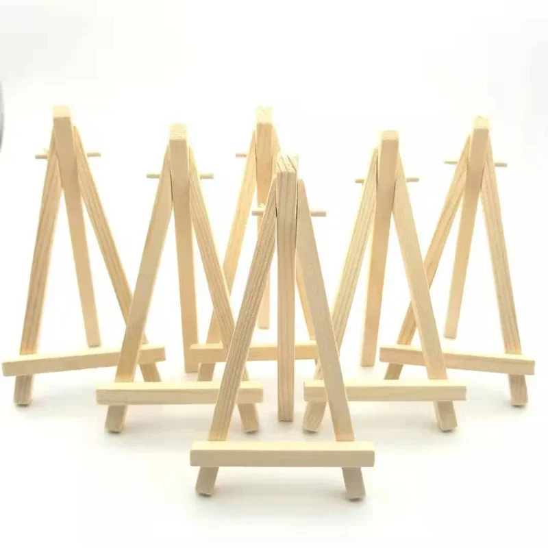 10pcs Wood Mini Easel Frame Desktop Triangle Display Stand Wedding Table Card Stand Holder Children Painting Craft Artist Tripod