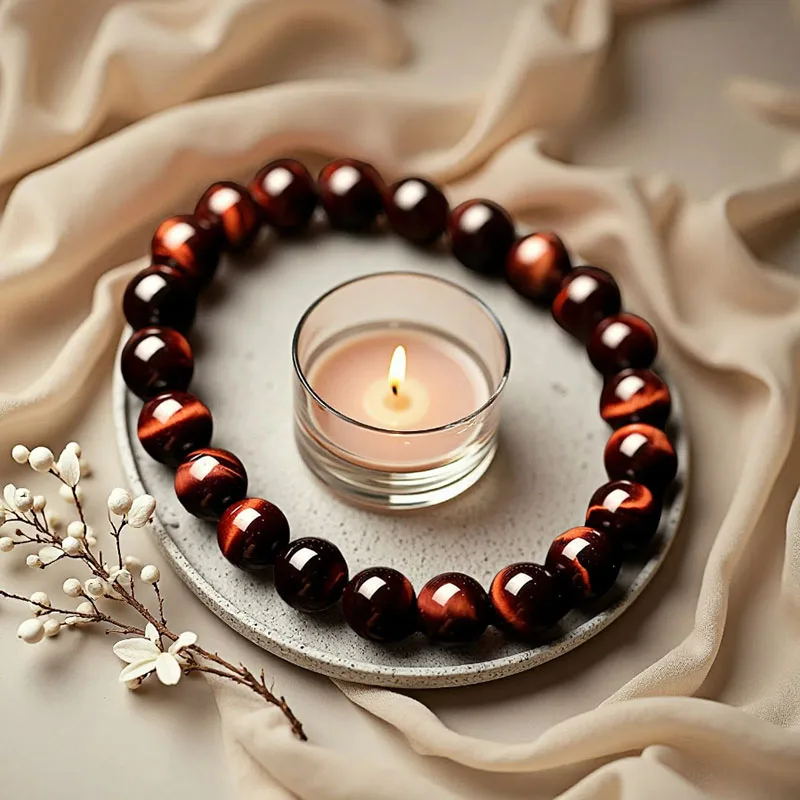 Noter Einfacher Stil 8mm Perlenarmband Männer Frauen Tigeraugen Lava Obsidian Stein Heilung Armband Freizeit Vielseitiges Zubehör