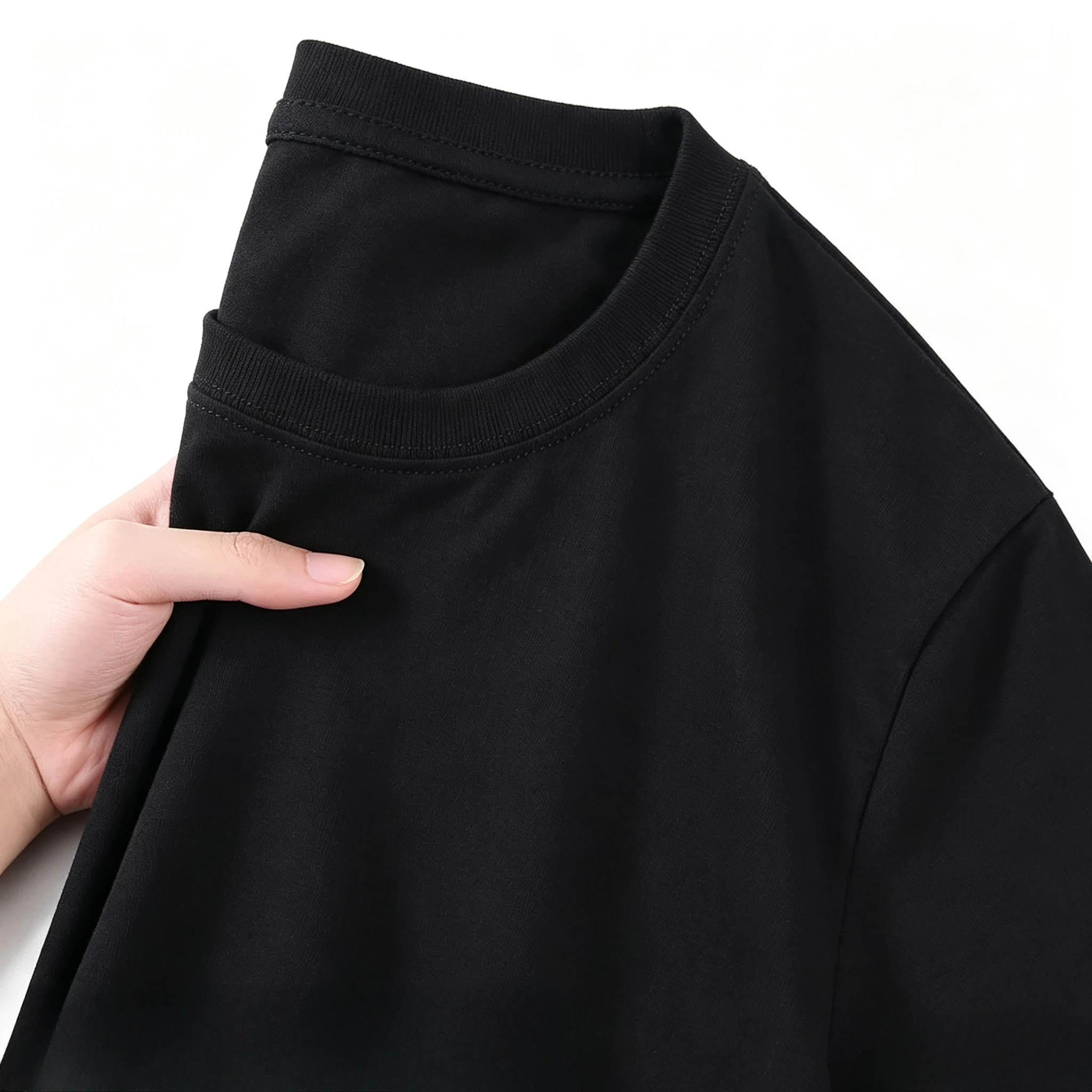 Cotton Blank Plain T Shirt Men Thick Crew Neck Short Sleeve Loose Oversized Minimalist Daily DIY Print Versatile Streetwear Top