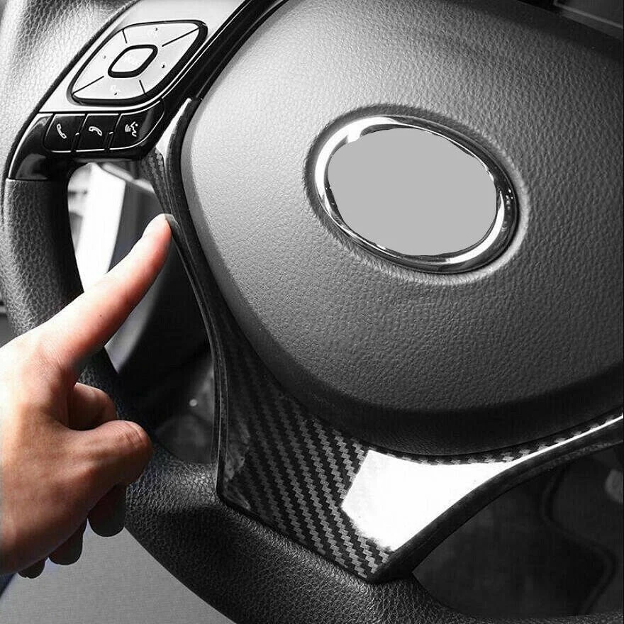 Authentic ABS Carbon Fiber Pattern For Toyota CHR C-HR 2016-2018 Car Steering Wheel Button Frame Cover Trim Interior Accessories