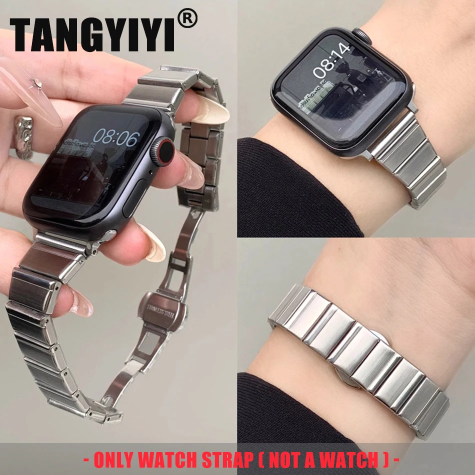 

Модный бамбуковый тонкий ремешок с пряжкой-бабочкой для Apple Watch Band S10 9 8 7 6 SE 5 38/40/41/42/44/45/46/49 мм IWatch Ultra Bracelet