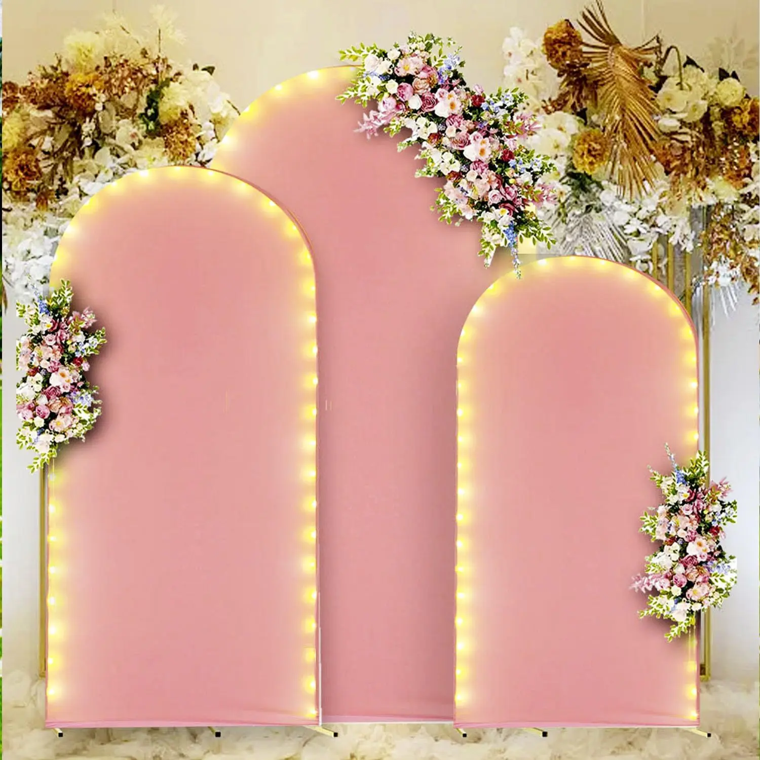 Arched Shape Backdrop Cover With lighting Arch Backdrop Cover Elastic Screen Set Festival Party Baby Shower Wedding Decoration