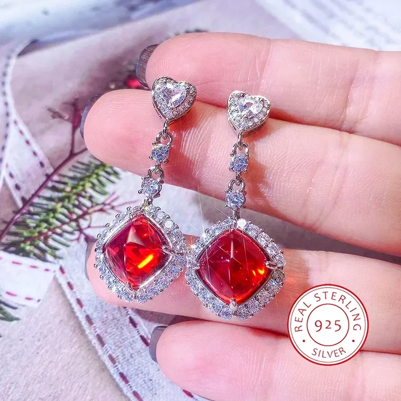 

Классические серьги-гвоздики из серебра 925 пробы с квадратной сахарной башней, женские нишевые аксессуары для ушей, вечерние украшения на день рождения, подарок, оптовая продажа