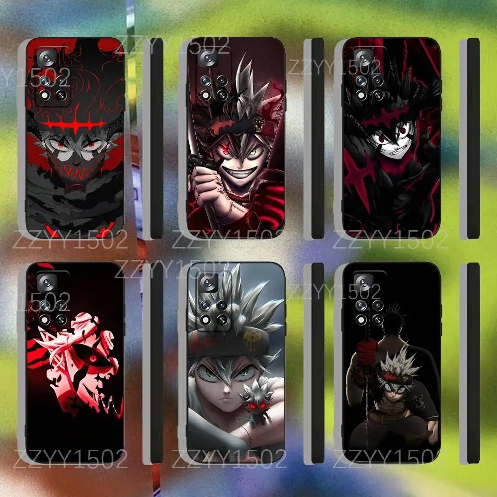 B-Black Clover Asta  Phone Case For Samsung S25,S24,Ultra,S20,S30,Plus,S22,S23,Ultra,Plus,5G Black Silicone Soft