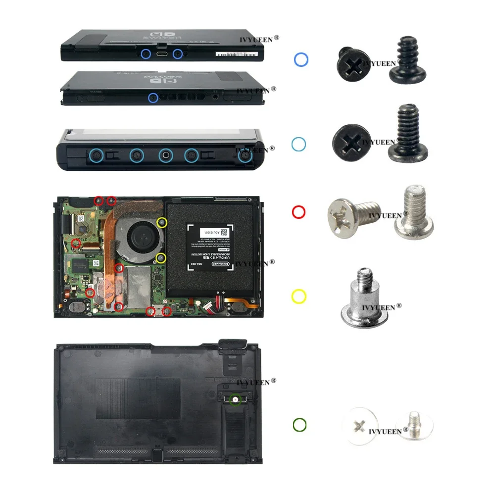 IVYUEEN ชุดสกรูเต็มตัวสำหรับ Nintendo Switch,อะไหล่เปลี่ยนสกรูสำหรับ Nintendo Switch