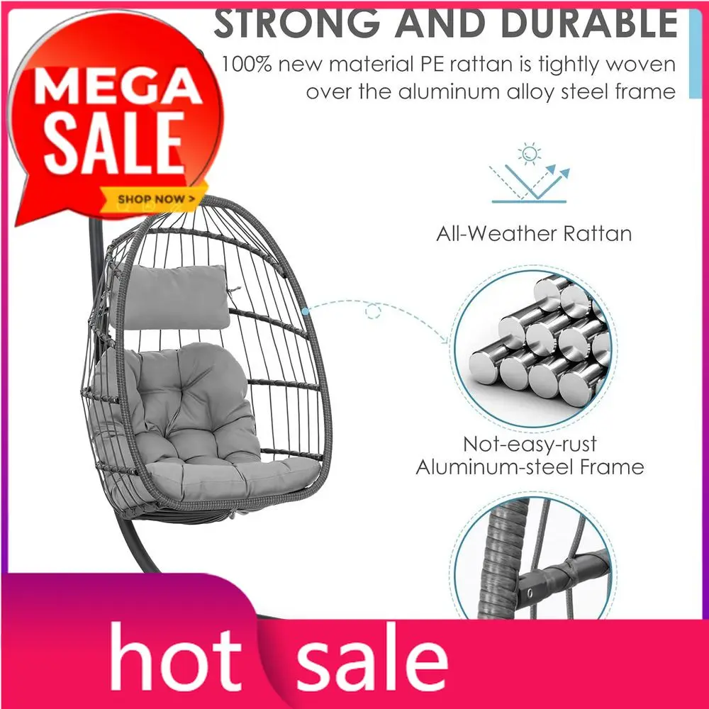 

Акция: Уличное подвесное кресло-яйцо с УФ-стойкой подушкой и стальной подставкой, подходит для патио или спальни, ручная работа из ротанга