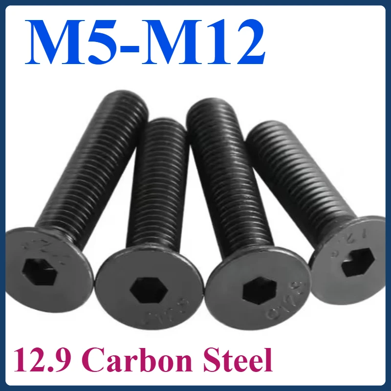

Винты с потайной головкой из черной углеродистой стали класса 12,9 с шестигранной головкой — болты M5 M6 M8 M10 M12