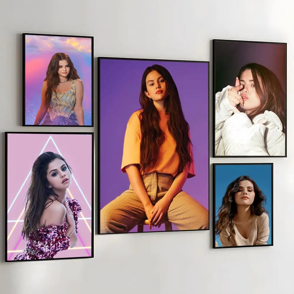 S-Selena Gomez Painting Calligraphy Self Adhesive Wall Art Waterproof Print For Bedroom Living Room Hallway Home Decor
