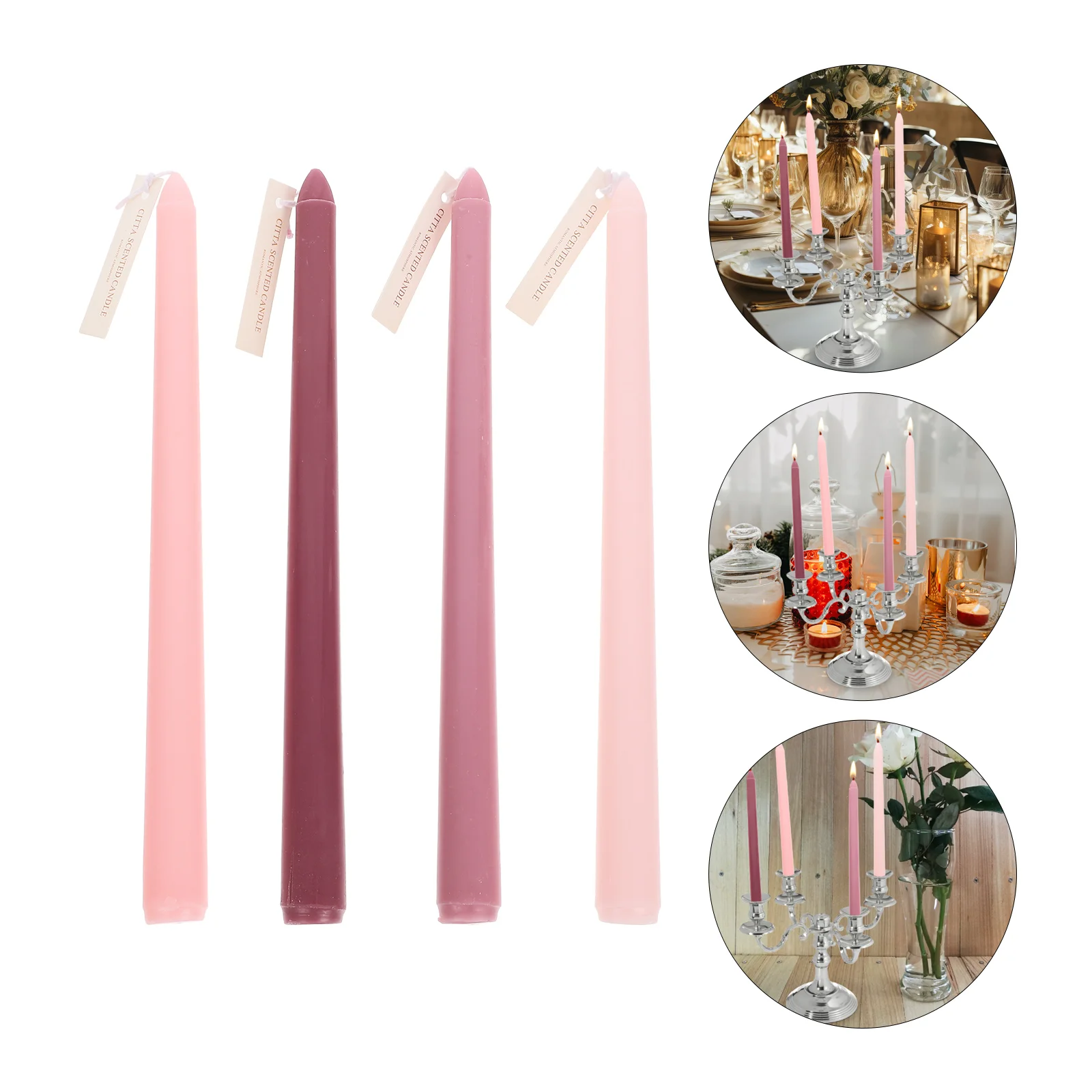 

4 Pcs Scented Candles Dinning Long Pole Scene Decor Atmosphere Decoration Adornment Menorah Design Decorate