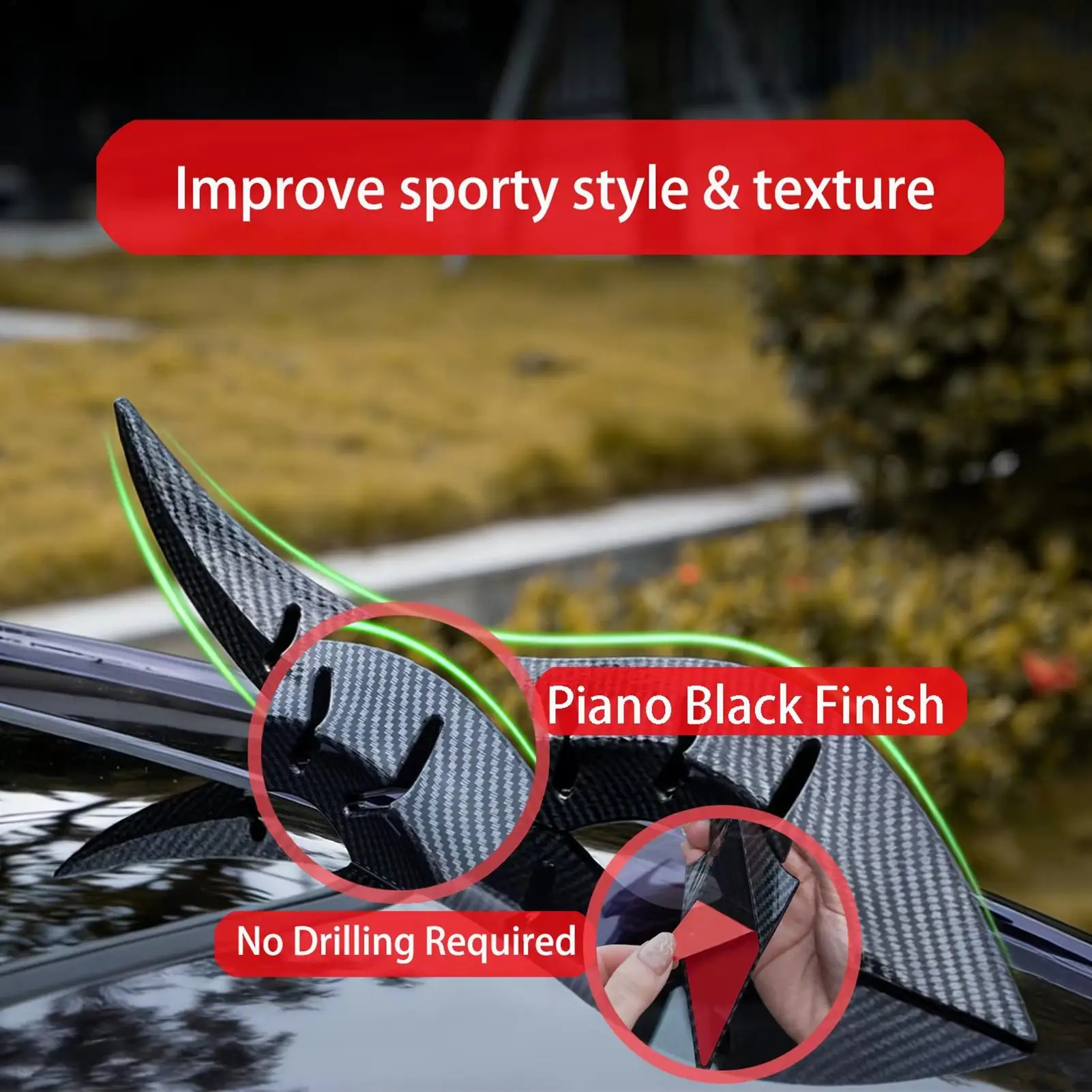 Car Roof Dragon Horns Halloween Decoration 2 Pieces Dragon Horn Auto Exterior Decor Automotive Roof High-strength Stickers Decor
