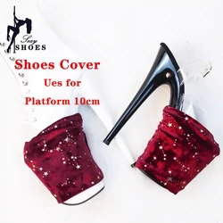 Reusable Platform Shoes Covers Velvet with Star Pole Dance Boots Sandals Overshoes Walking Shoes Accessories Reusable Shoe Cover