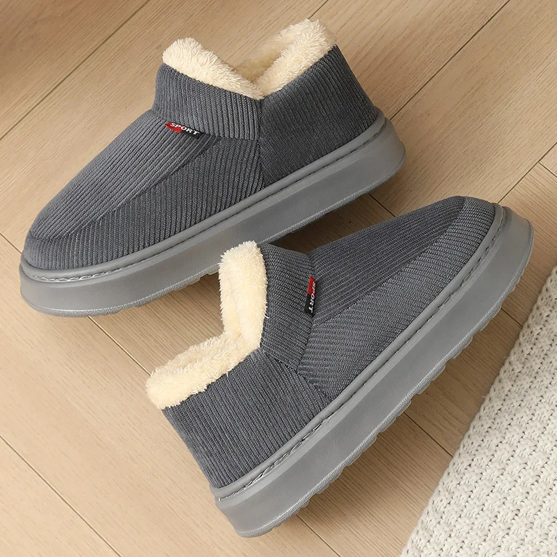 Unisex Winter-Plüsch-Schneestiefel mit Warmer Dicker Sohle für Innen- und Außenbereich Rutschfeste Hausschuhe – Detail 12