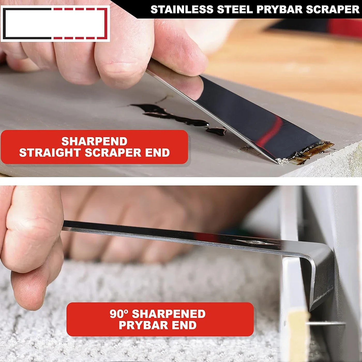 3 In 1 Flat Head Pry Bar Stainless Steel Woodworking Scraper Multifunction Lever Wooden Board Dismantling Spatula Nail Lift Tool