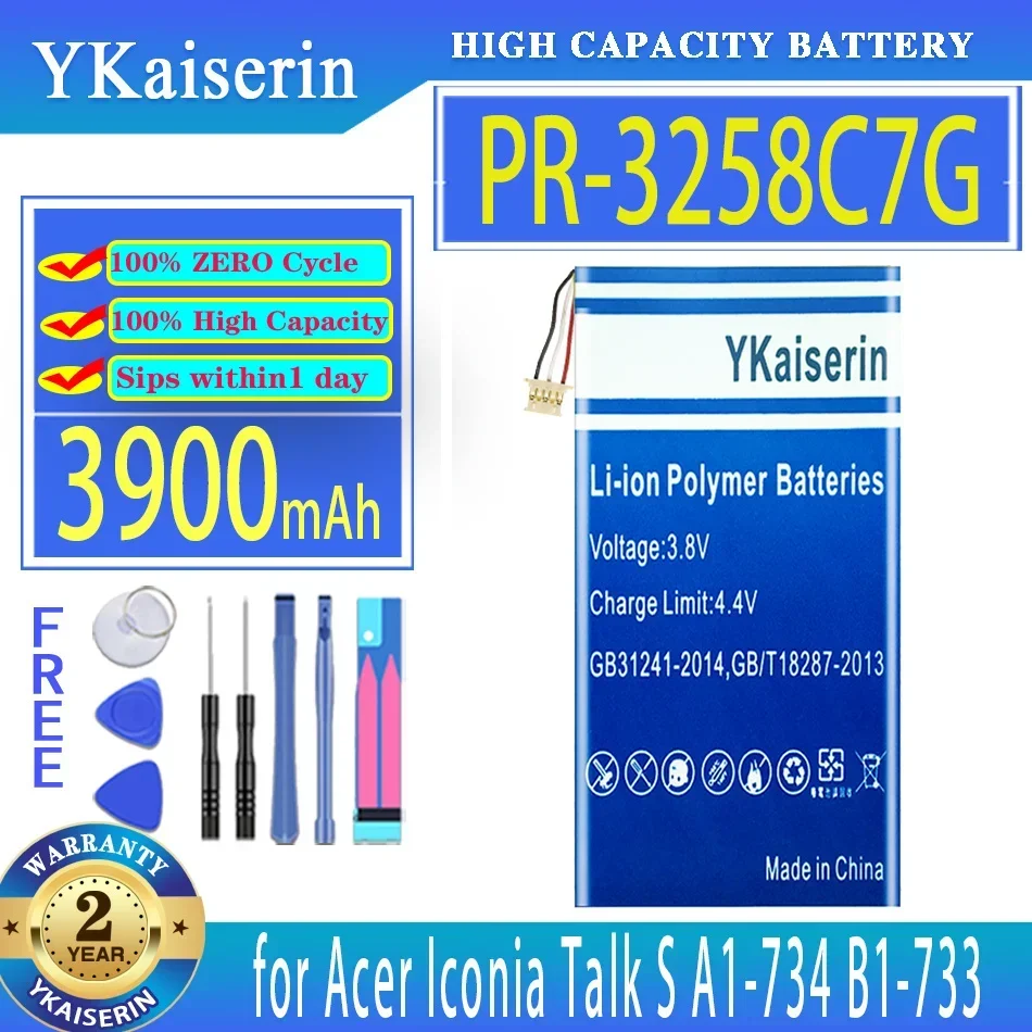 

YKaiserin 3900mAh Replacement Battery PR-3258C7G PR3258C7G for Acer Iconia Talk S A1-734 B1-733 Tablet 3-wire Batteries