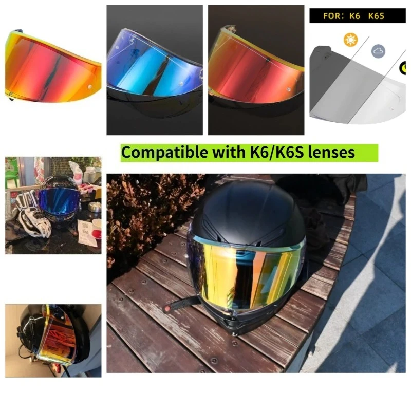 k6-k6sヘルメットバイザーに適合、uvカットhd耐傷性交換用オートバイヘルメットレンズ