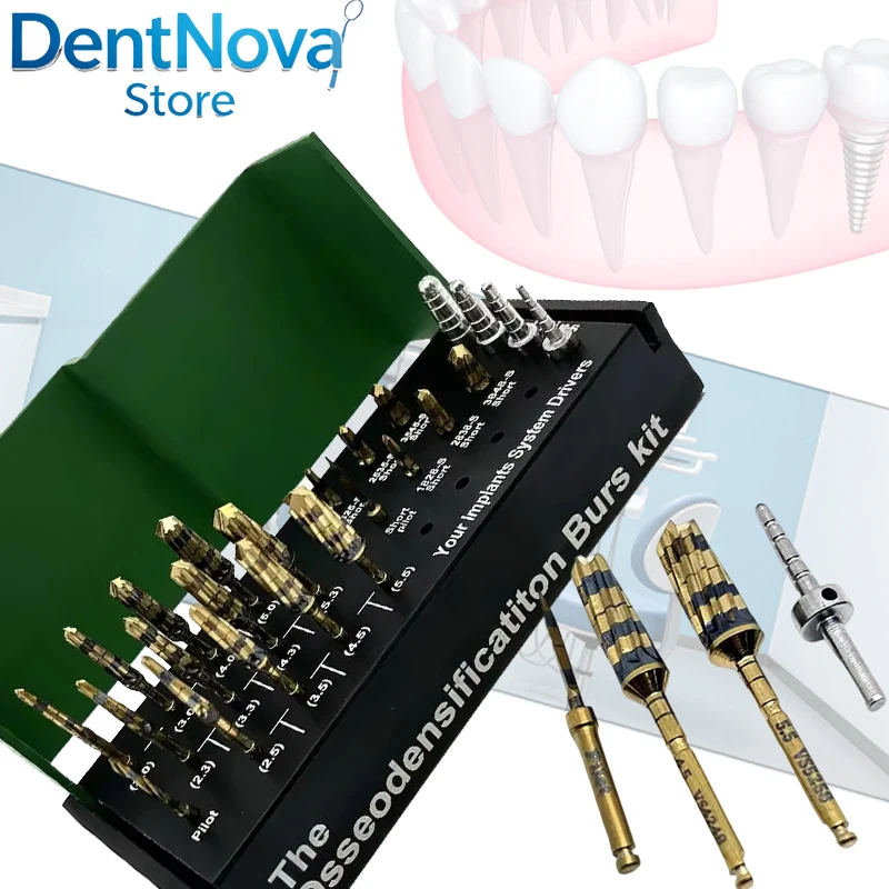 24Pcs Dental Implant Burs Kit - High Precision Bone Cutting Drills for Osseodensification, Durable Surgical Tools