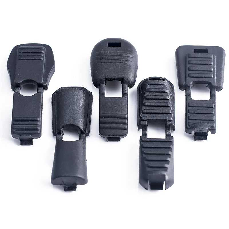 10PCS Plastic Black Cord Lock Stopper Spring Clasp End Clip Drawstring Stopper Toggles for Paracord Garment Shoelace Rope Buckle