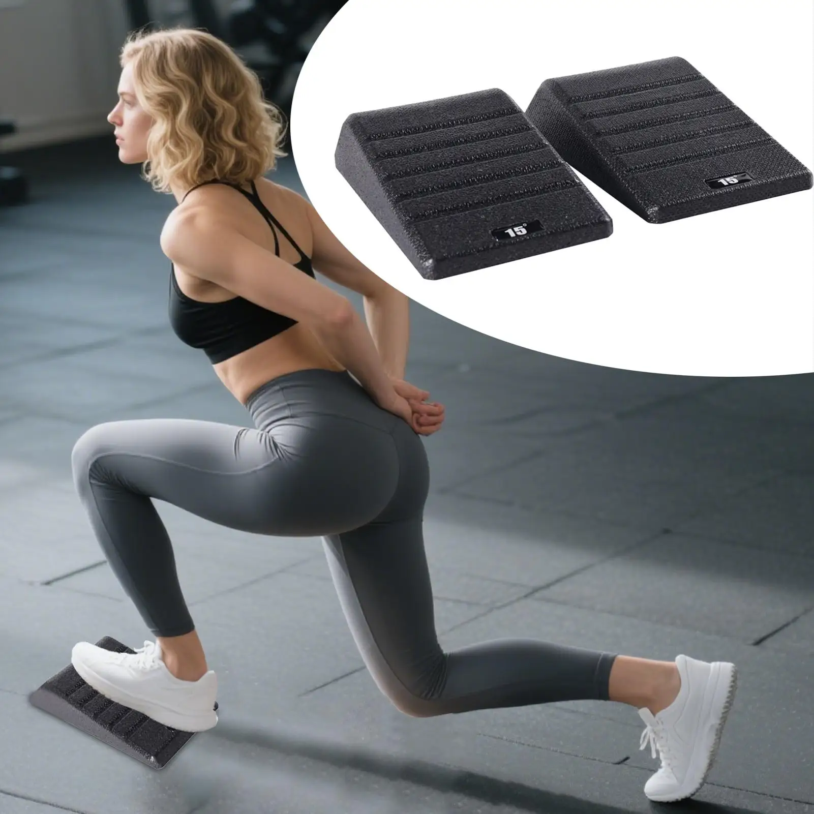 2-Piece Squat Wedges Non-Slip Calf & Foot Stretcher Slant Board, Portable Squat Ramp for Home Gym Yoga Pilates Workout Exercises