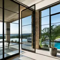 Fashion Design Household Rainproof Entrance Door Sun Protection Manual Glass Pivot Doors Noise Reduction Revolving Doors 2