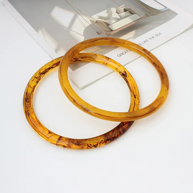 Tortoiseshell Unique Resin Handle Resin Round Handle Replacement Handbag Purse Handmade DIY Craft Braid Bag Accessories