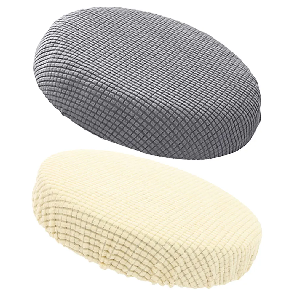 

2 Pcs Round Stool Cover Elastic Seat Protector Chair Slipcover Bar Covers Tablecloth Washable Polyester Anti Wrinkle Pilling