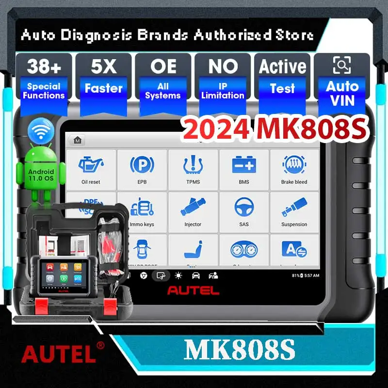 Autel MaxiCOM MK808S OBD2 Scanner Automotivo Car Diagnostic Scan Tool OBD 2 Code Reader OBDII Key Coding Active Test