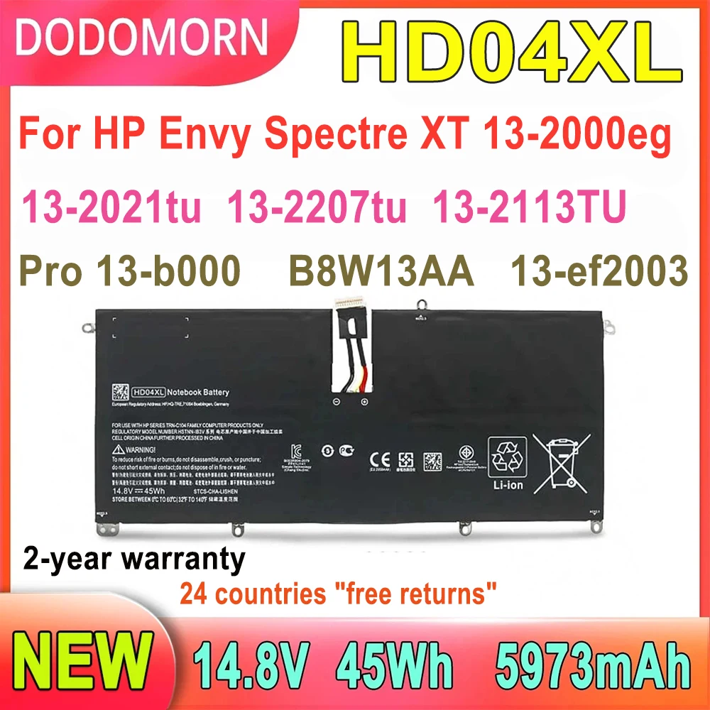 

Аккумулятор DODOMORN HD04XL для ноутбука HP Envy Spectre XT 13-2000eg 13-2021tu 13-2120tu 13-ef2003 HSTNN-IB3V 685989-001