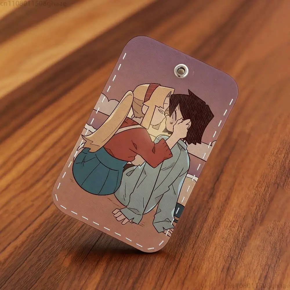 아이 러브 에이미 AMY x BIBI 애니메이션 직사각형 카드 케이스 키체인 액세스 카드 가방 키 태그 링 가죽 카드 홀더 키 링 액세스