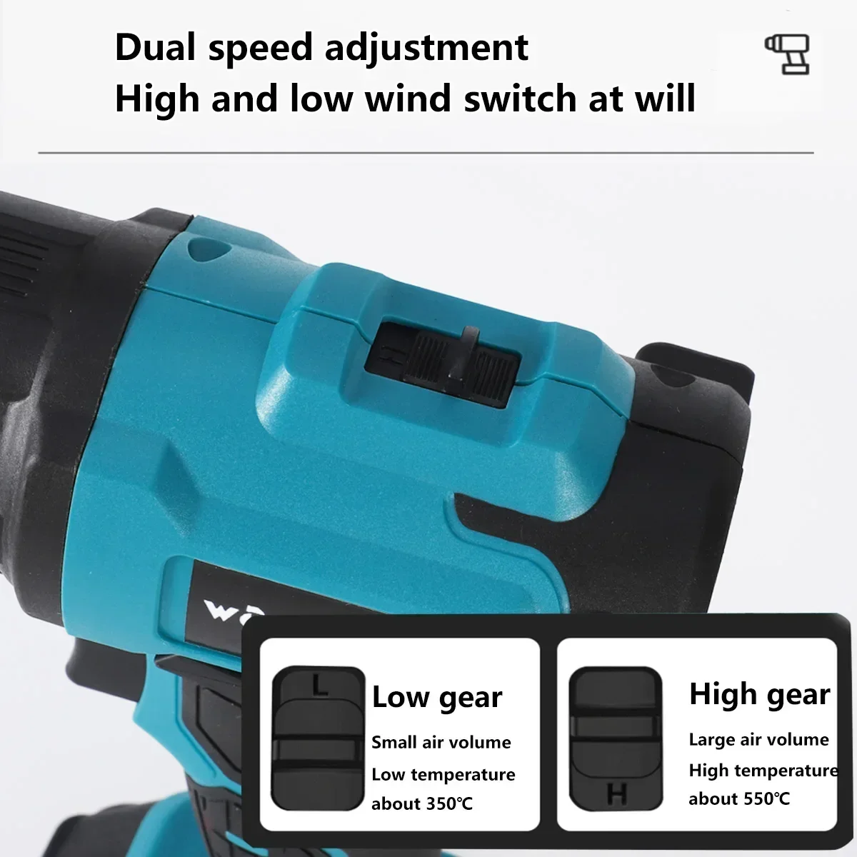 18V Cordless Heat Gun Professional Hot Air Gun Adjustable Temperature for DIY Stripping Paint Shrinking for Makita 18V Battery