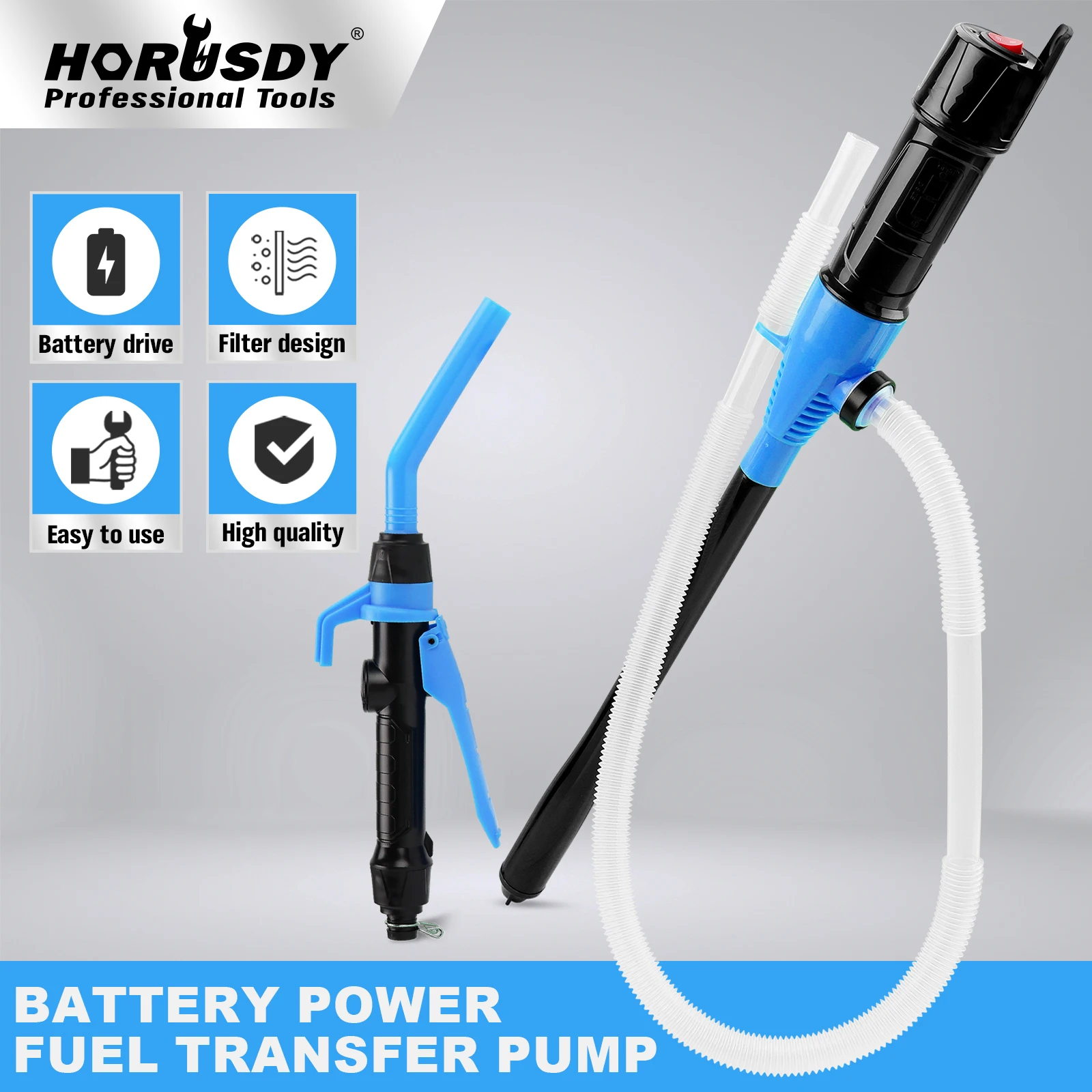 

HORUSDY Battery Portable Battery Operated Gas & Water Pump, Powered Fuel Transfer Pump, 2.2GPM Gasoline & Liquid Siphon Pump