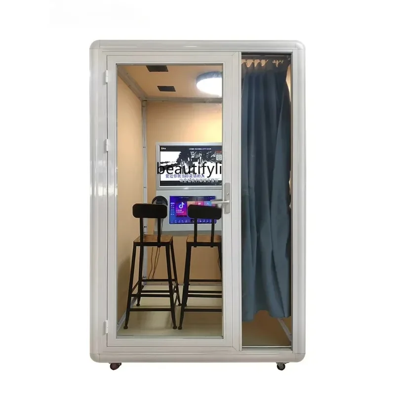 X New Light Luxury Room Home Mini K Bar Karaoke Machine Singing K Soundproof Glass Room Singing Bar Machine Family Room Mobile K