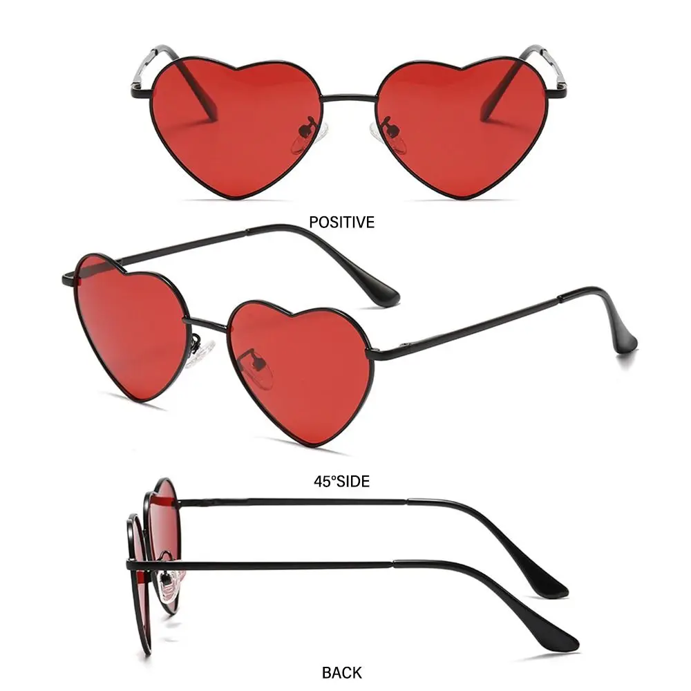 Trendy Metal Frame Fancy Accessories Heart Sun Glasses Shades 90s Glasses Heart-Shaped Sunglasses