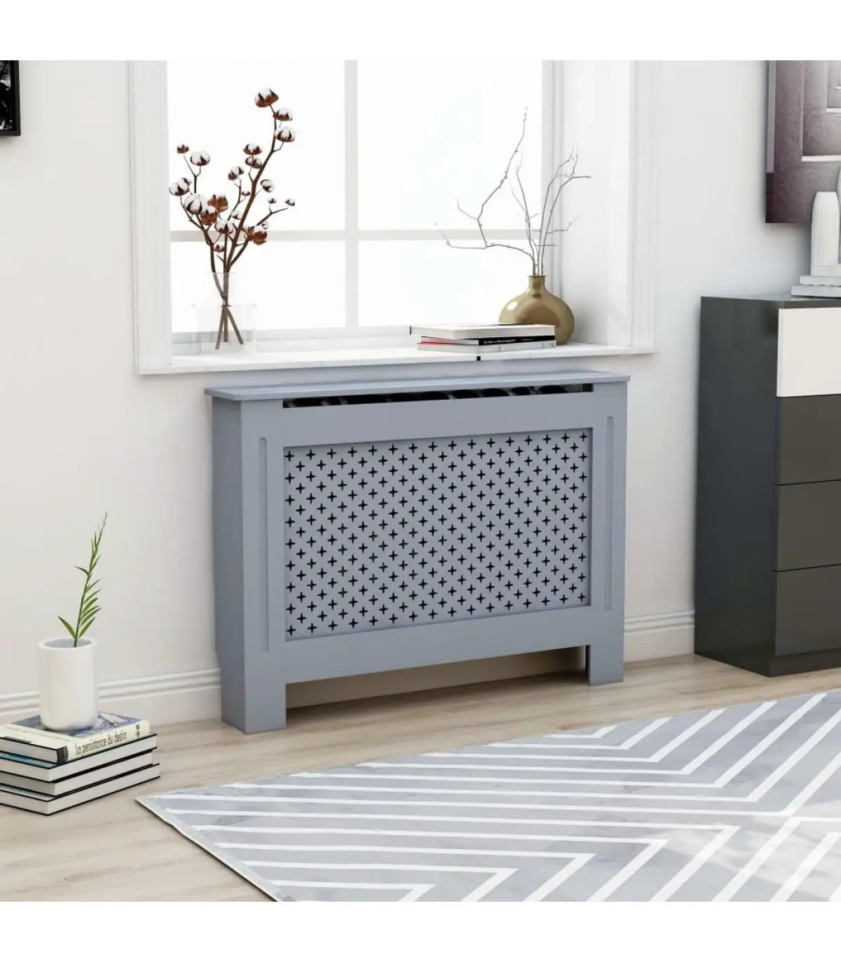 Accessories for heating radiators 112x19x81 cm anthracite gray MDF radiator cover